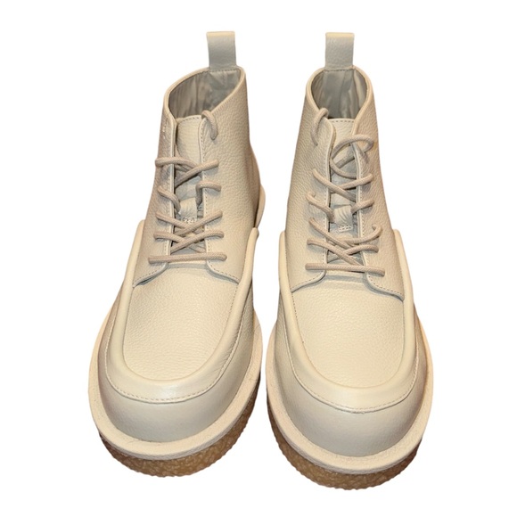 NEW Zara Bone White Laced Leather Boots - Picture 6 of 8